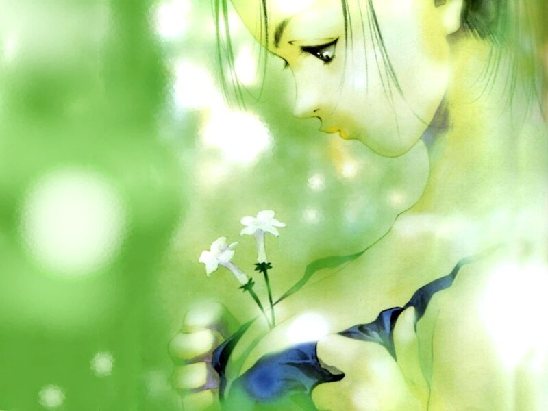 woman holding white flowers