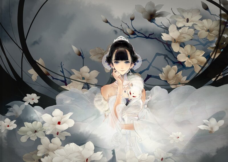 Woman Holding White Fox — Serene