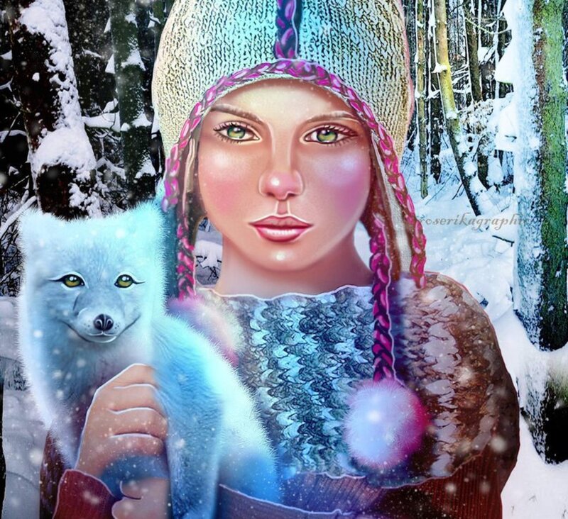 Woman Holding White Fox