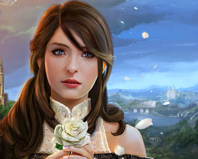 Woman Holding White Rose — Brown