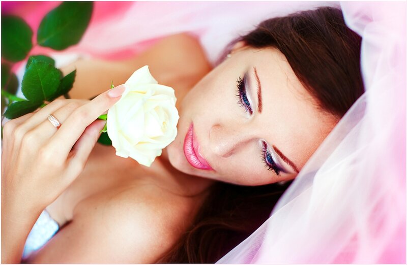 Woman Holding White Rose — Pink