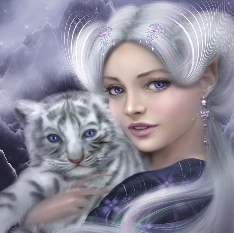 Woman Holding White Tiger Cub