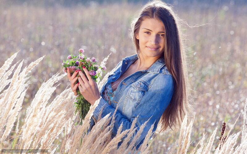 Woman Holding Wildflowers — Blue, Serene