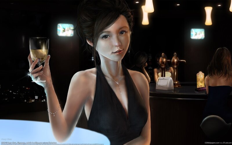 Woman Holding Wine Glass — Black