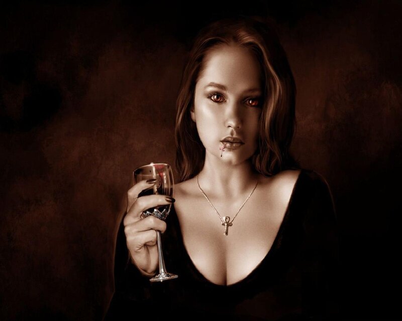 Woman Holding Wine Glass — Brown, Dramatic