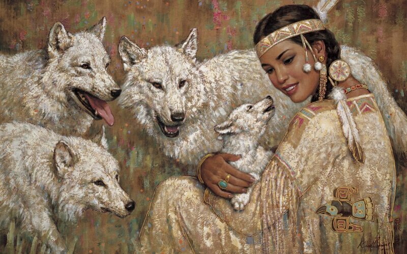 Woman Holding Wolf Pup — Brown