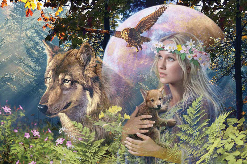 Woman Holding Wolf Pup