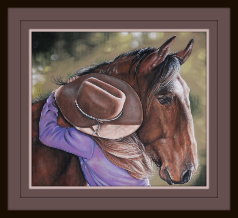 woman hugging a horse
