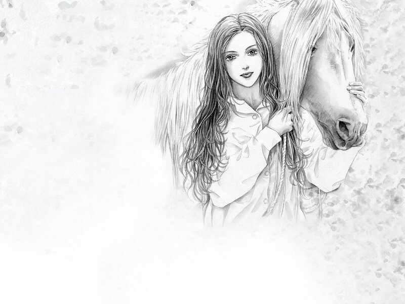 Woman Hugging a Horse — Black