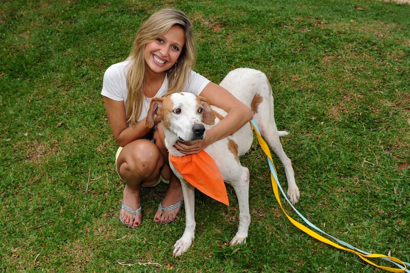 Woman Hugging Dog — Green