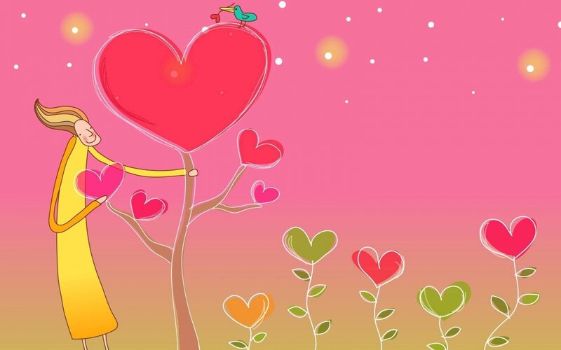 Woman Hugging Heart Tree — Pink