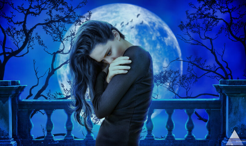 Woman Hugging Herself — Blue