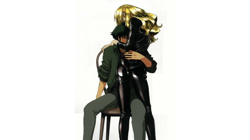 Woman Hugging Man — Black, Intimate, Anime