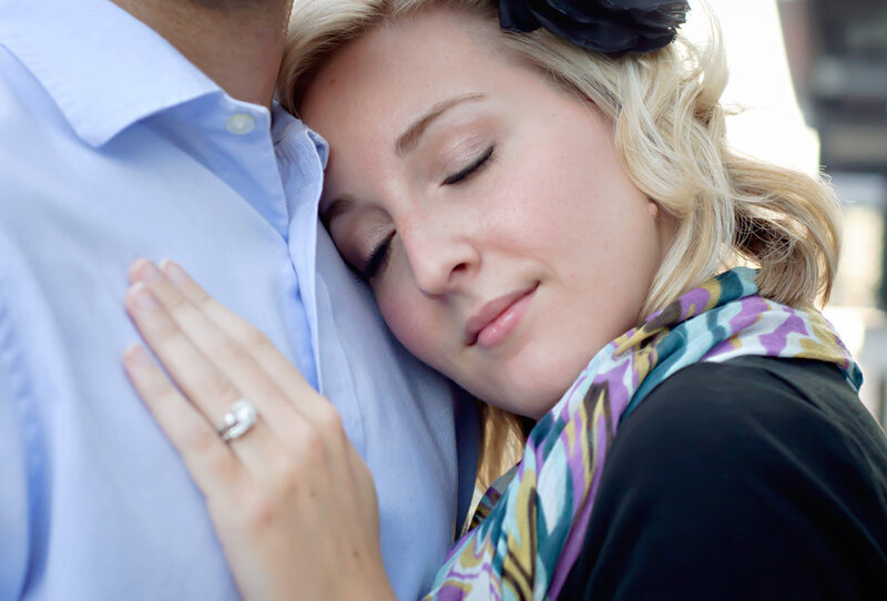 Woman Hugging Man — Blue