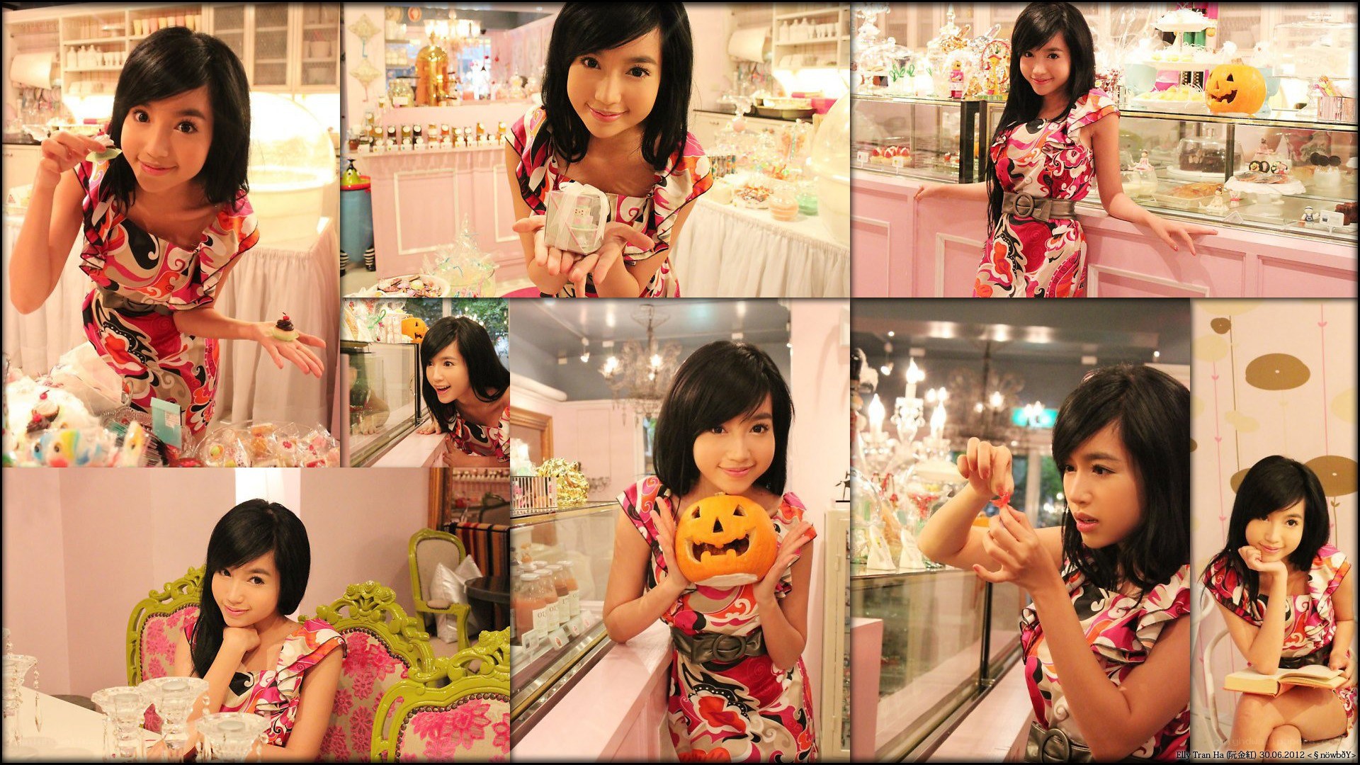 woman in a bakery collage