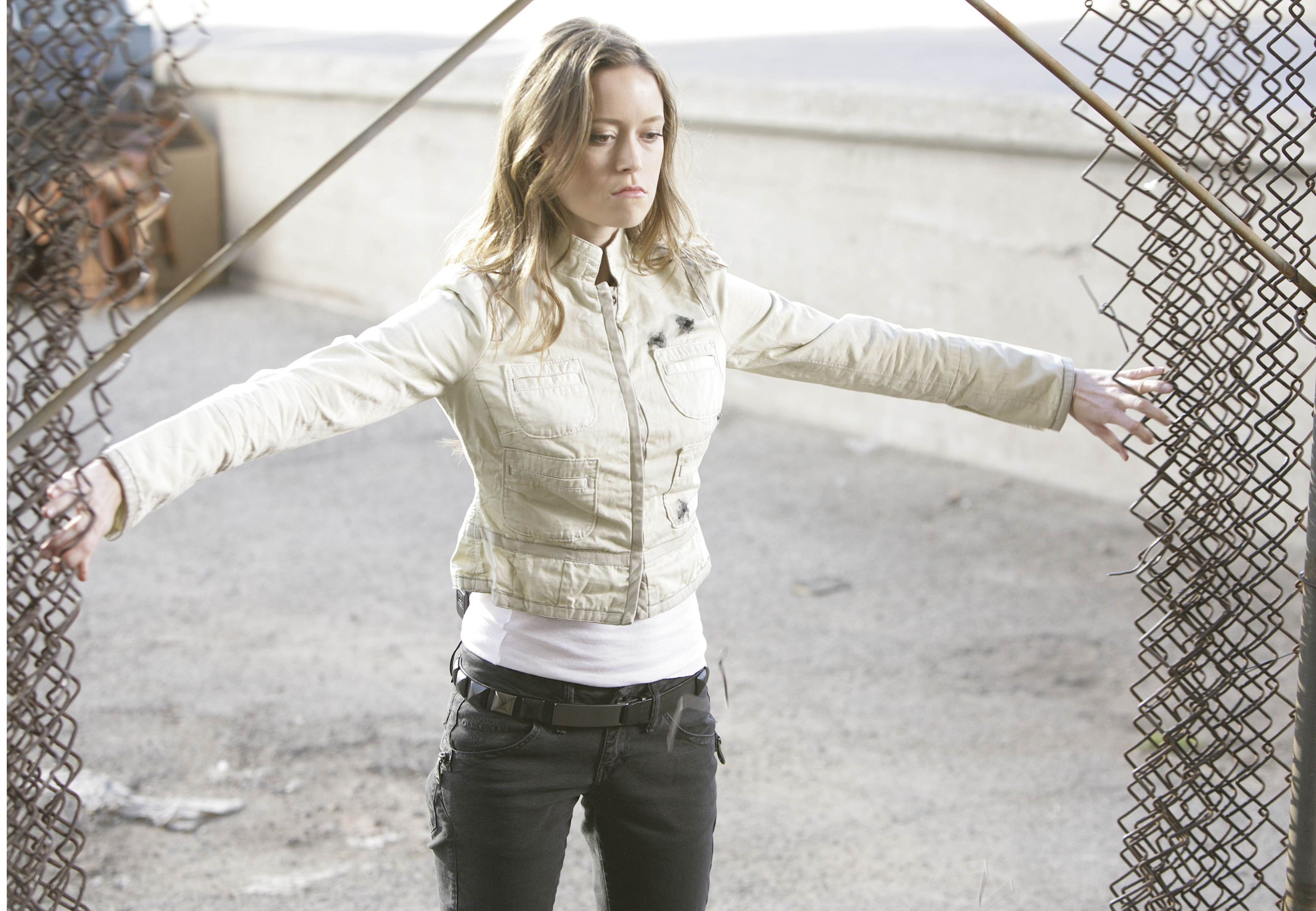 Woman in a beige jacket