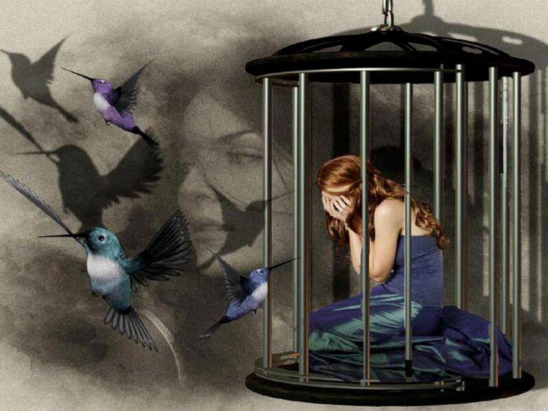 Woman in a Birdcage — Purple