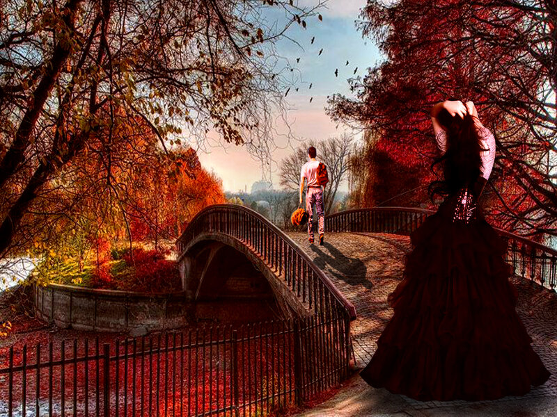 Woman in a Black Dress — Red