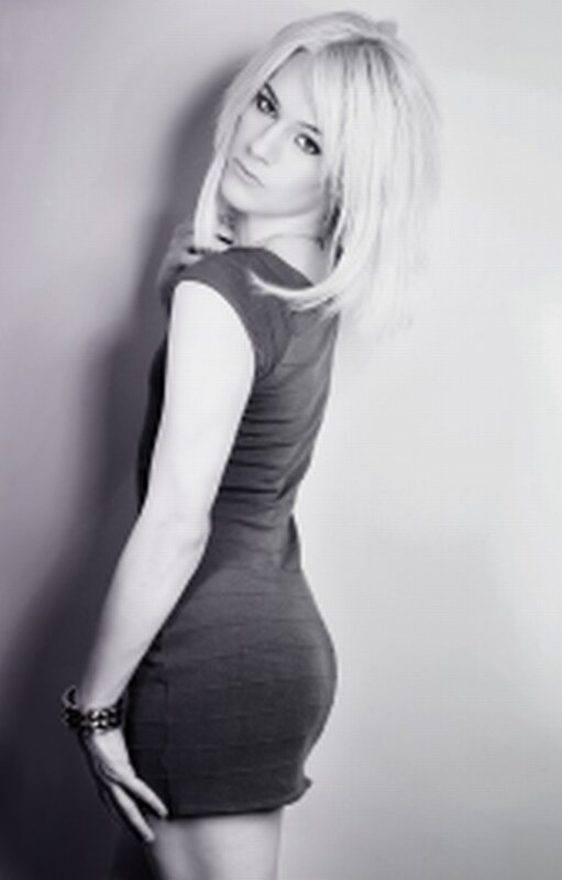 woman in a black dress
