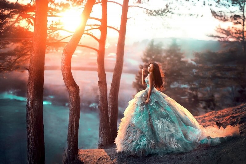 Woman in a Blue Gown — Dramatic