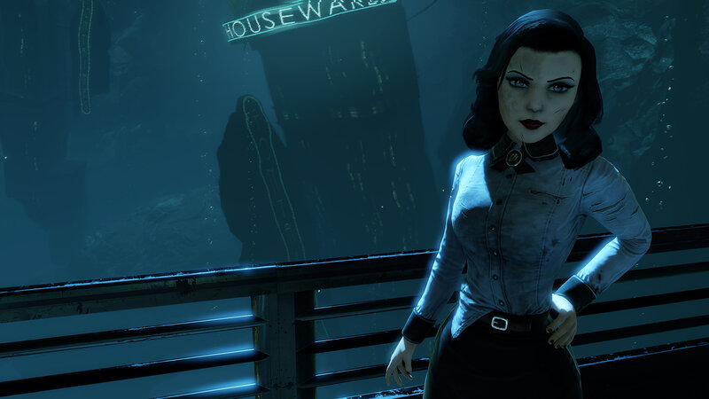 Woman in a Blue Shirt — Dark, Dramatic