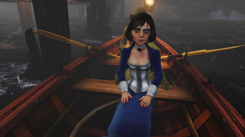 woman in a boat at night