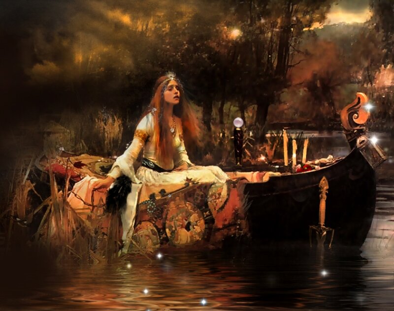 Woman in a Boat — Brown, Dramatic, Night