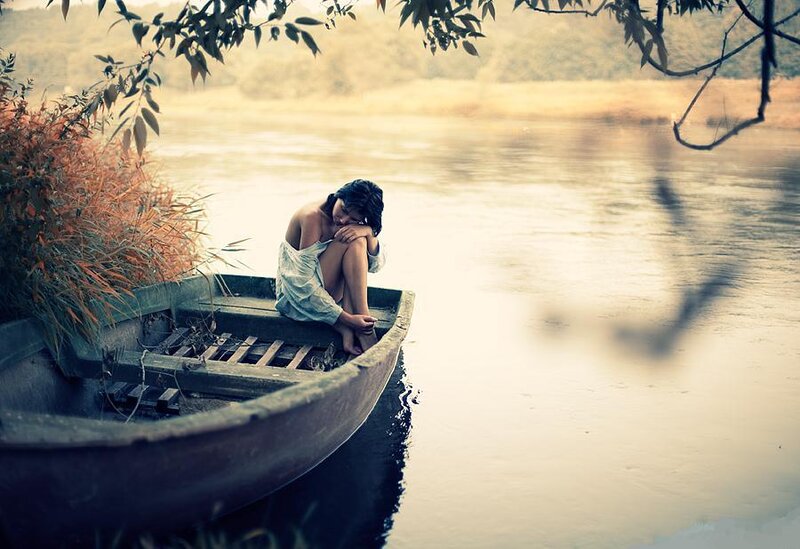 Woman in a Boat — Brown