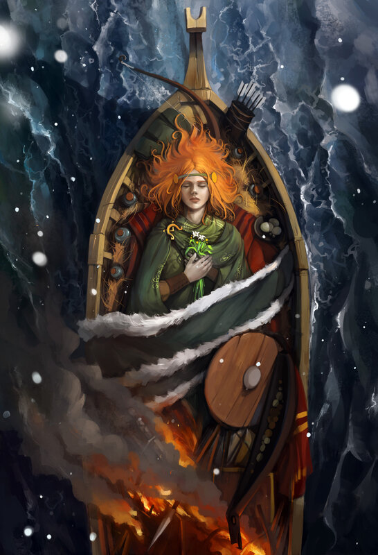 Woman in a Boat — Green, Dramatic, Winter