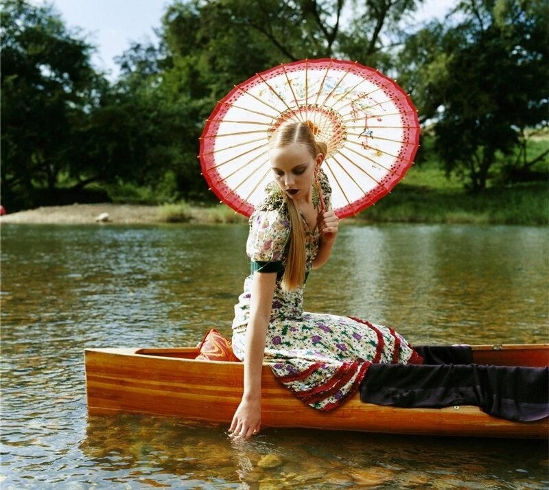 Woman in a Boat — Green