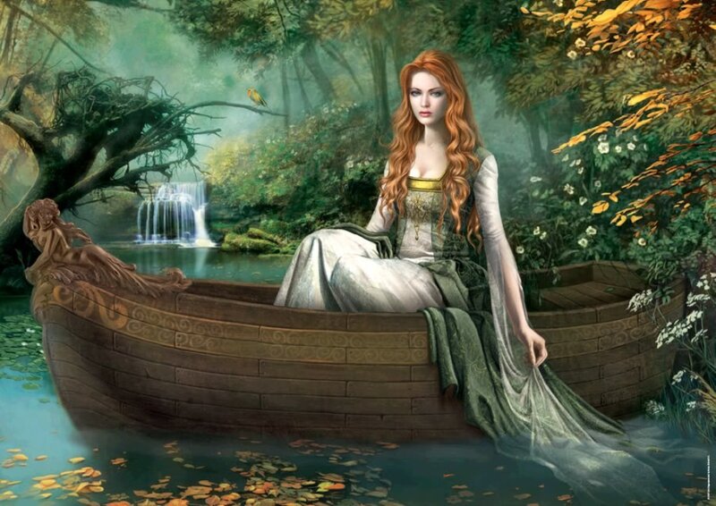 Woman in a boat on a river