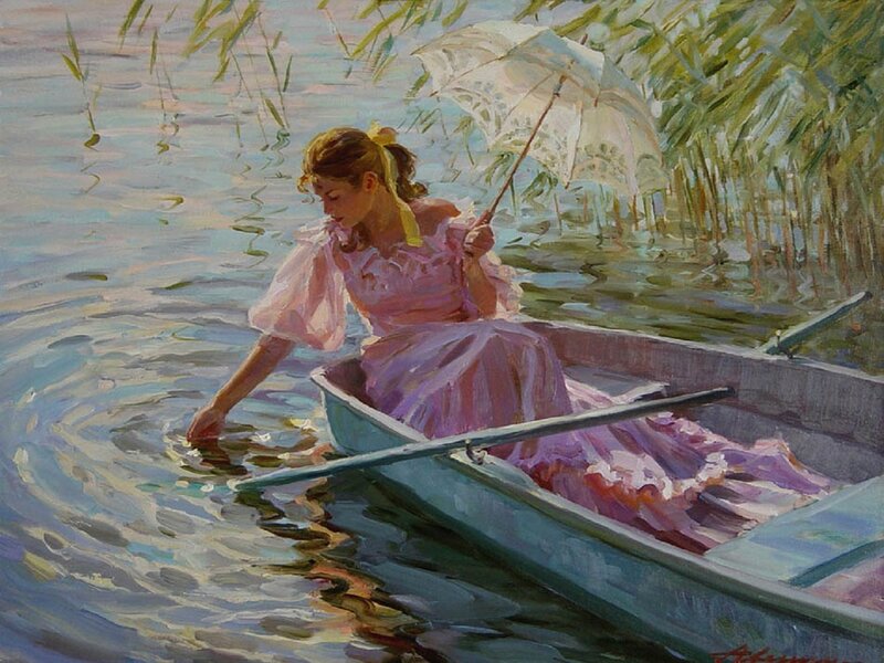 Woman in a Boat — Pink