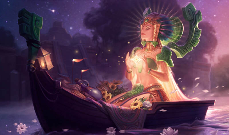 Woman in a Boat — Purple, Serene, Night, Digital Art, Flowers