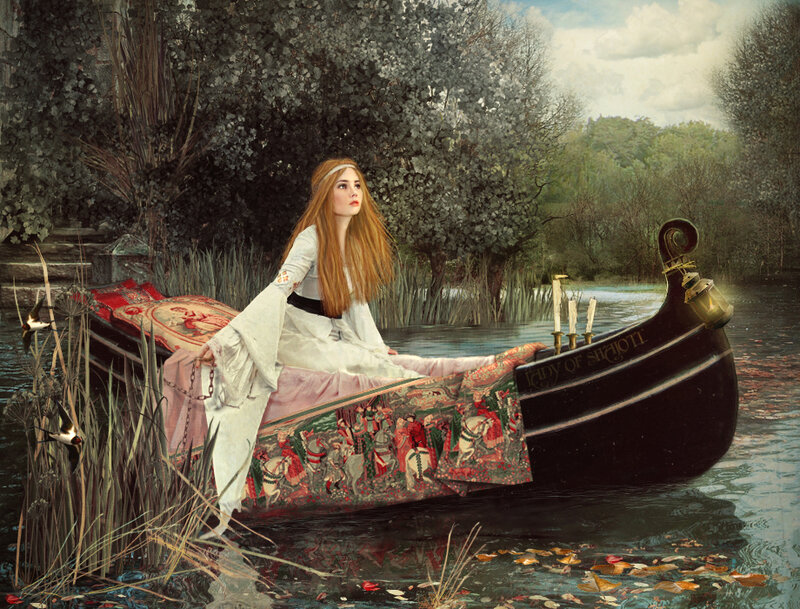 Woman in a Boat — White, Serene, Afternoon, Painting, River