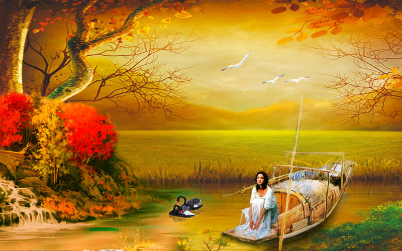 Woman in a Boat — Yellow