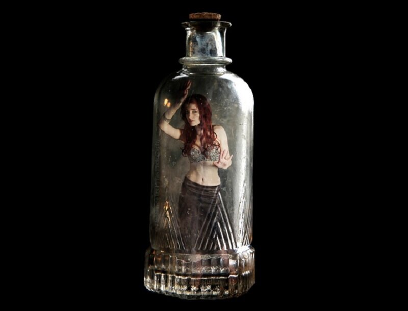 woman in a bottle