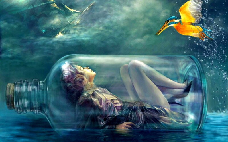 Woman in a Bottle — Blue
