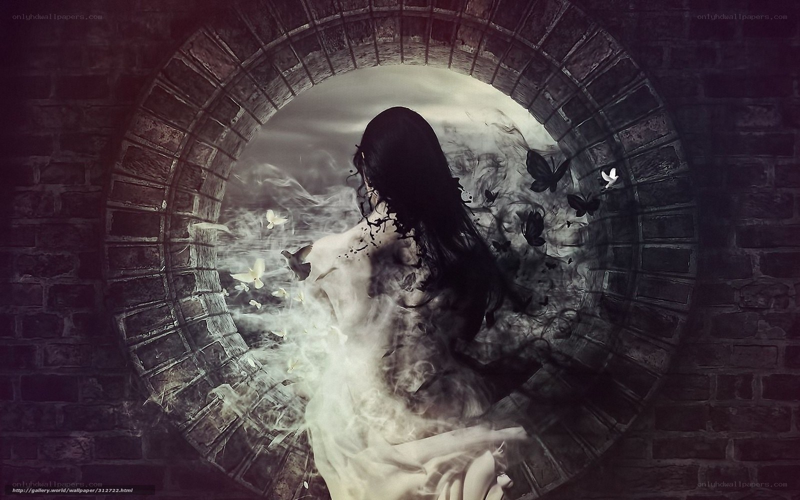 woman in a brick tunnel