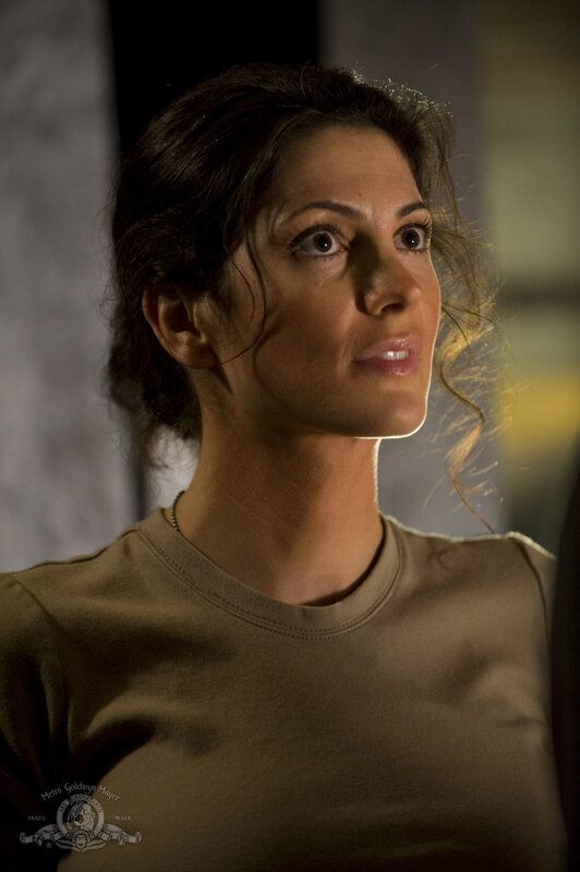 woman in a brown shirt