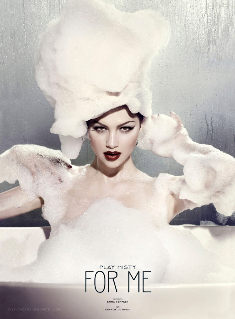 Woman in a bubble bath