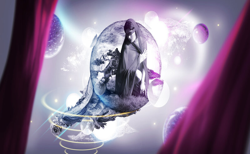 Woman in a Bubble — Purple, Dreamy