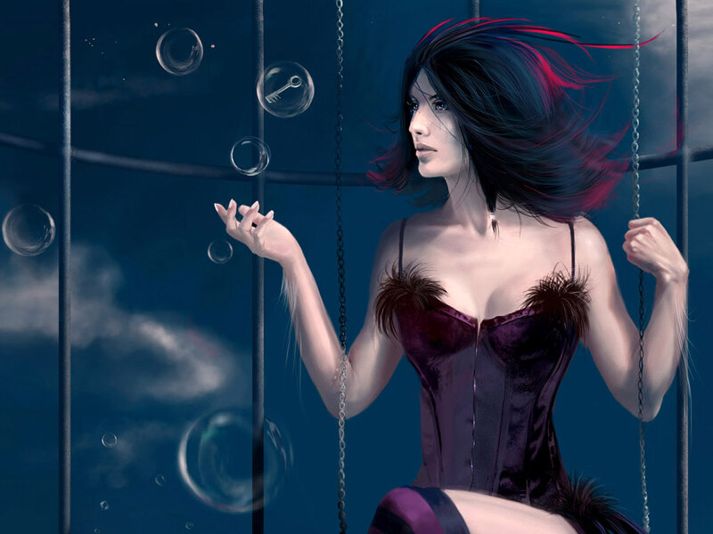 Woman in a Cage — Blue