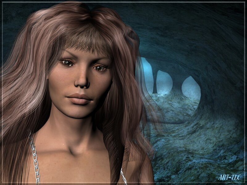 woman in a cave tunnel