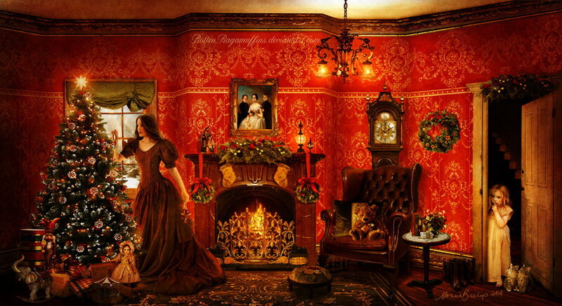 Woman in a Christmas Room