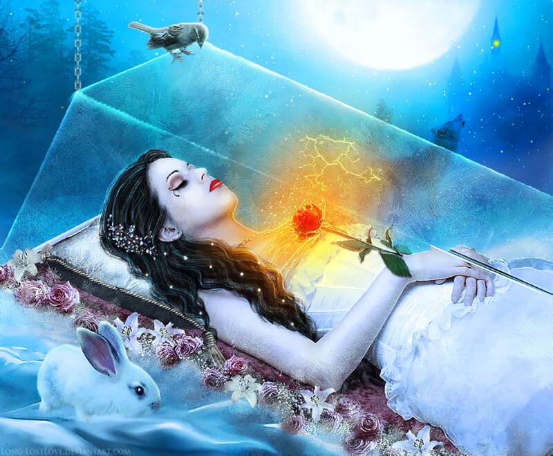 Woman in a Coffin — Blue, Dreamy
