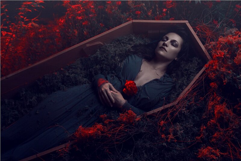 Woman in a Coffin — Red
