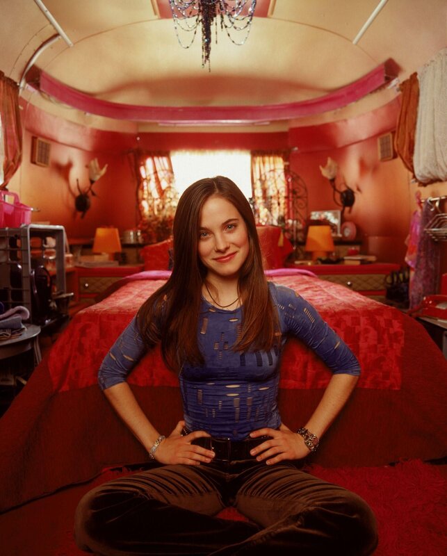woman in a colorful room