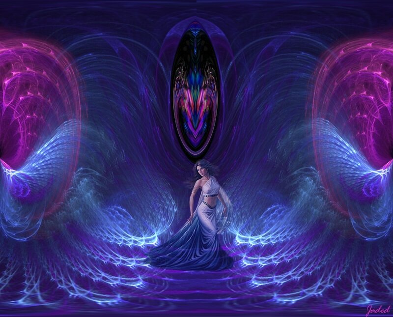 woman in a cosmic vortex