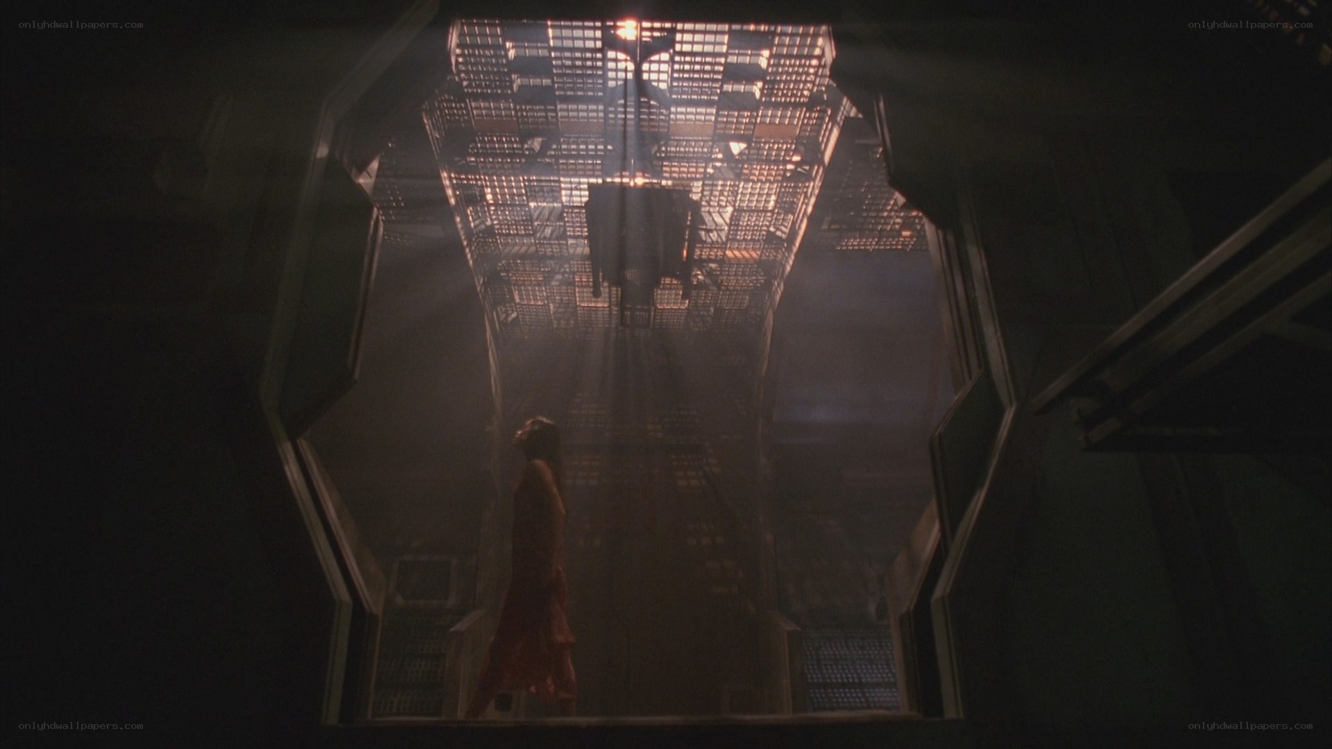 woman in a dark corridor