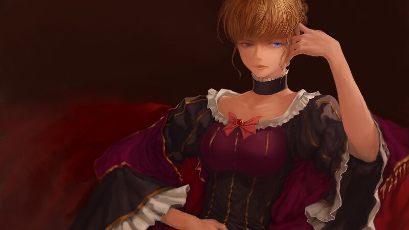 woman in a dark dress